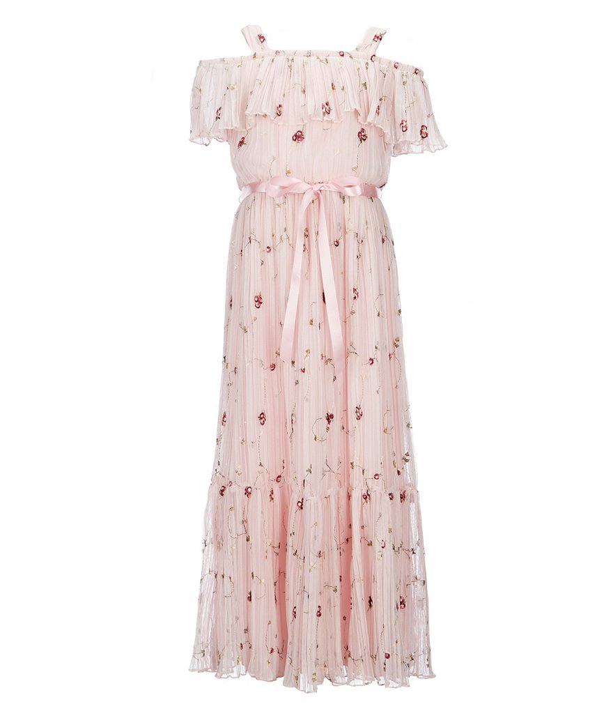 Xtraordinary Big Girls 7-16 Embroidered Pleated Long Dress