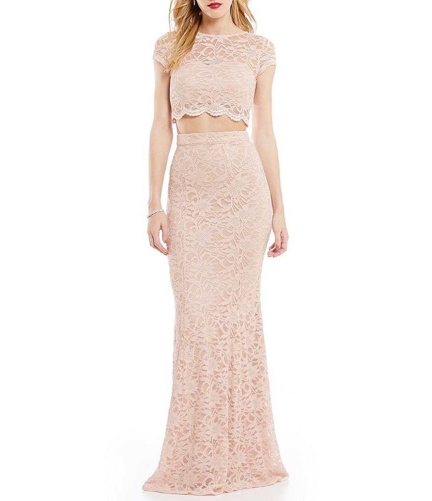 Xtraordinary Two-Piece Cap Sleeve Lace Gown