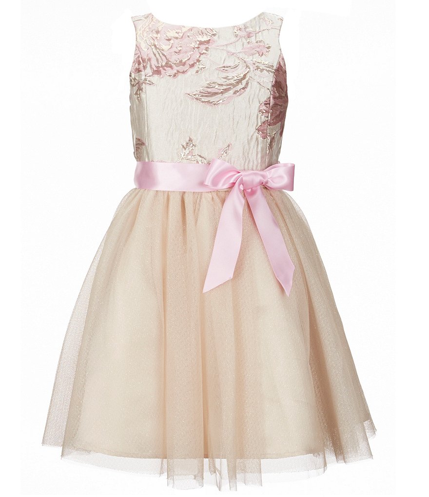 Zunie Big Girls 7-16 Floral Brocade Cut-Out Tulle Skirt Bow Dress