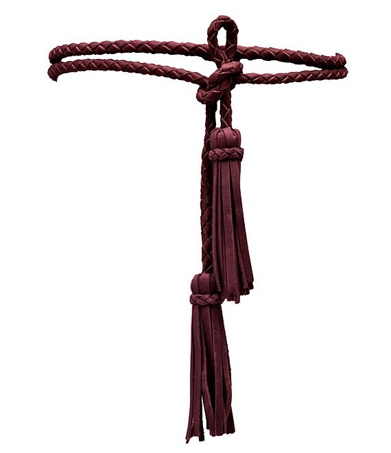Color:Berry - Image 1 - Braided Fringe Wrap Belt