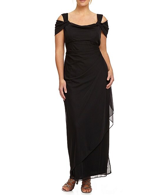 Alex Evenings Plus Exposed-Shoulder Gown