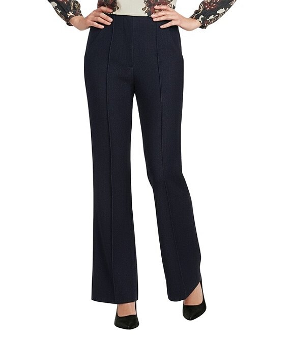 Alex Marie Justine Chambray Flat Front Full Length Wide Leg Pants, Chambray - Image 1