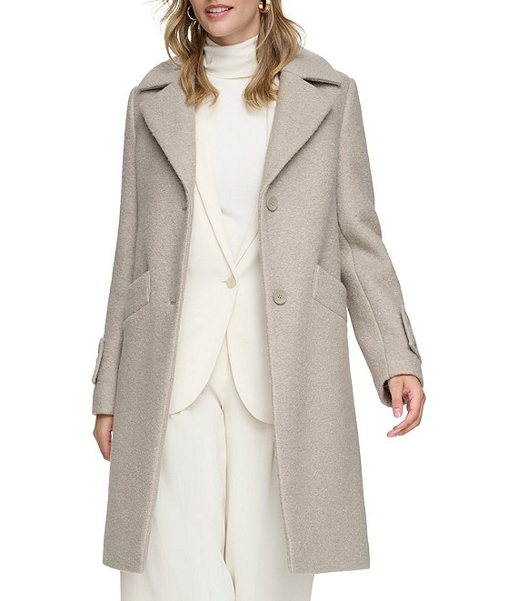 Andrew Marc Sport Regine Notched Lapel Collared Wool Coat, Stone - Image 1