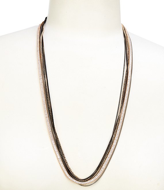 Anna & Ava Chain and Cubic Zirconia Stone Long Multi Strand Necklace