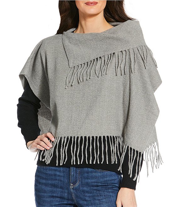 Anna & Ava Heathered Cropped Fringe Feathersoft Topper, Heather Grey - Image 1