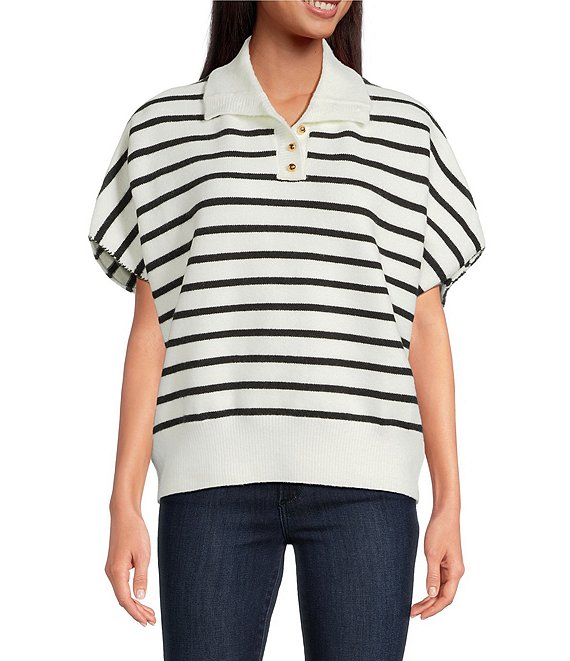 Anna & Ava Stripe Collar Poncho, Multi - Image 1