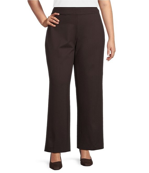 Anne Klein Plus Pull On Wide Leg Trousers, Deep Mahogany - Image 1