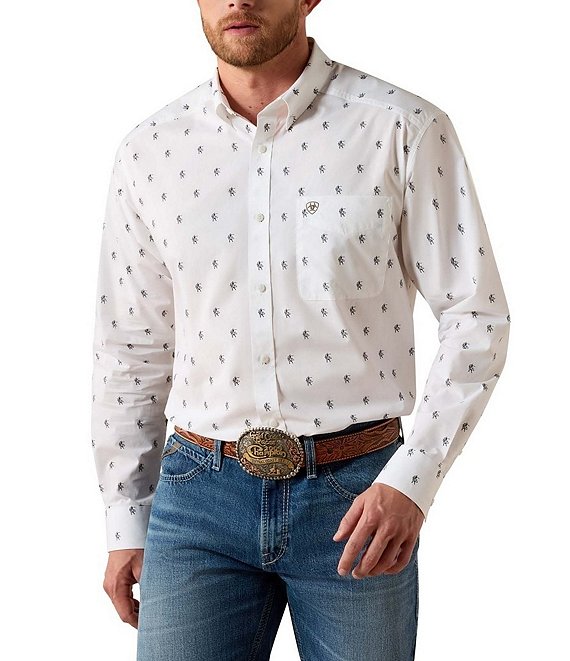 Ariat x PBR VentTEK Long Sleeve Printed Woven Shirt, White - Image 1