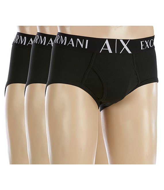 Armani Exchange AX Briefs 3-Pack, Solid Black - Image 1