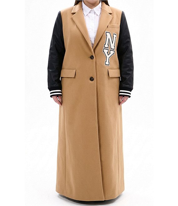 Azalea Wang Plus Size Malone Solid Notch Collar Midweight Button Front Maxi Jacket