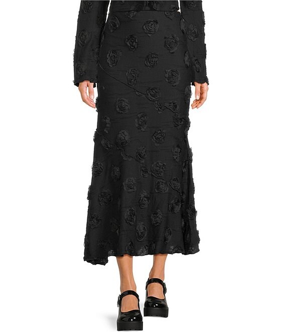 Bailey Rose Rosette Coordinating Maxi Skirt, Black - Image 1