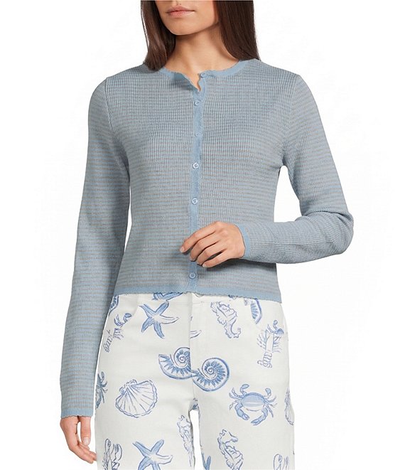 Bailey Rose Stripe Button Front Ribbed Cardigan