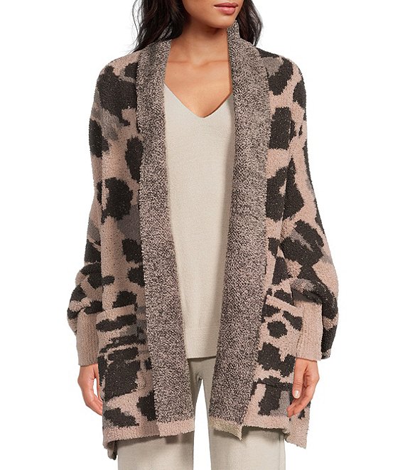 Barefoot Dreams CozyChic® Leopard Print Blanket Wrap, Deep Willow Multi - Image 1