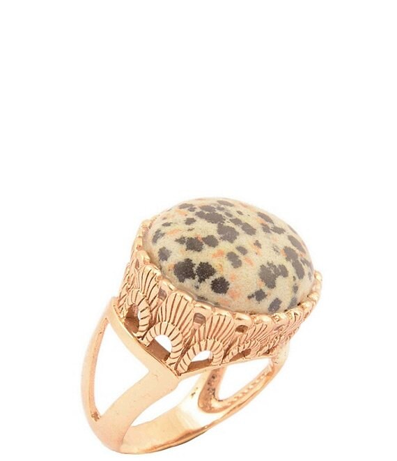 Barse Bronze and Dalmation Jasper Terra Statement Ring, Jasper/Gold - Image 1