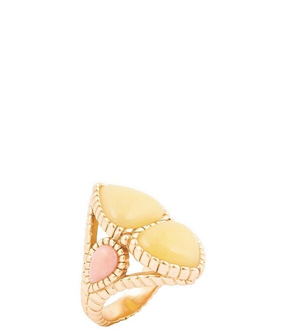 Barse Stargazer Green Jasper Golden Bronze Band Statement Ring