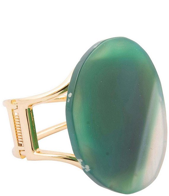 Barse Green Onyx Verdant Glow Statement Bangle Bracelet, Green Onyx - Image 1