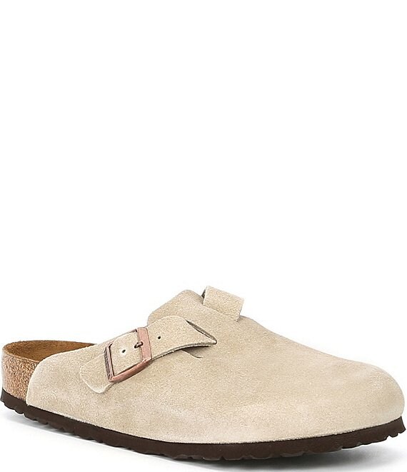 Color:Taupe - Image 1 - Arizona Men's Suede Double Banded Slip On Sandals