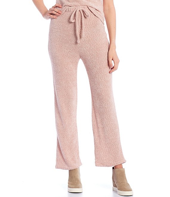 Color:Dusty Pink - Image 1 - Coordinating Fuzzy Knit Lounge Pants