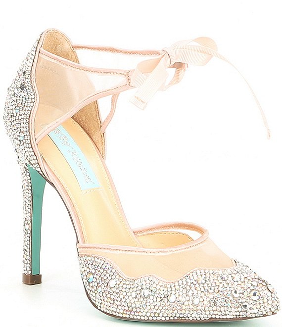 Blue by Betsey Johnson Iris Satin Rhinestone Pumps
