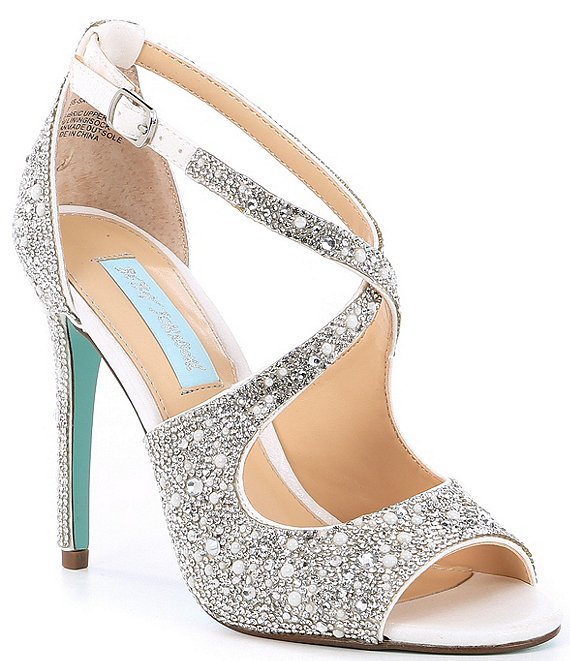 Blue by Betsey Johnson Sage Rhinestone Jeweled Satin Dress Sandal