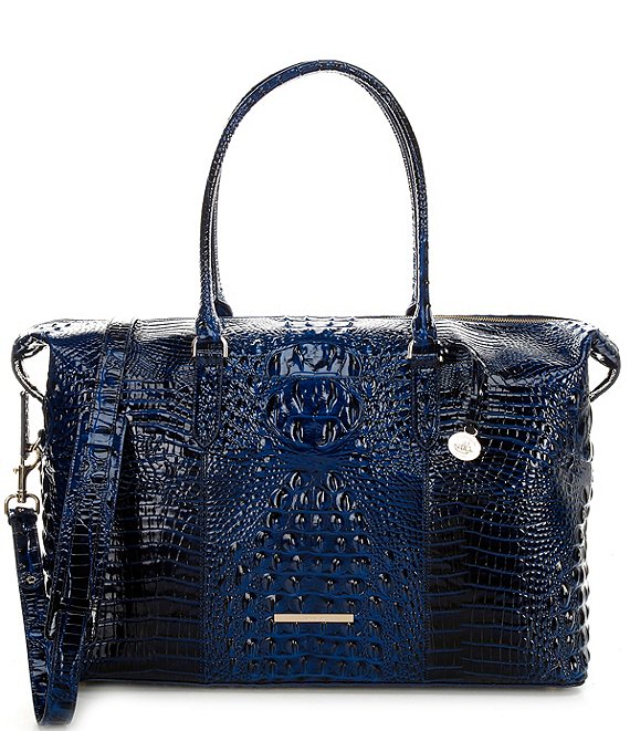 BRAHMIN Melbourne Collection Duxbury Crocodile-Embossed Weekender Bag, Anchor - Image 1