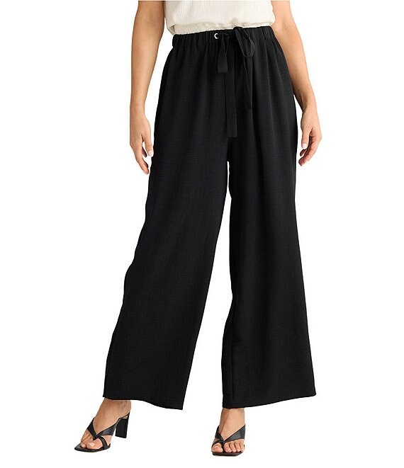 Brave + True Astrid Drawstring Wide Leg Pants, Black - Image 1