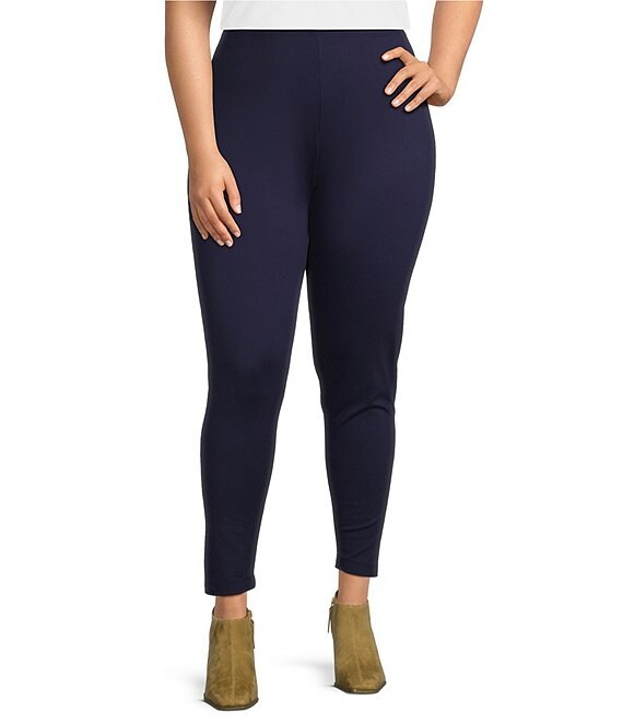 Bryn Walker Plus Size Modal Ponti Elastic Waist Slim Leggings, Night - Image 1