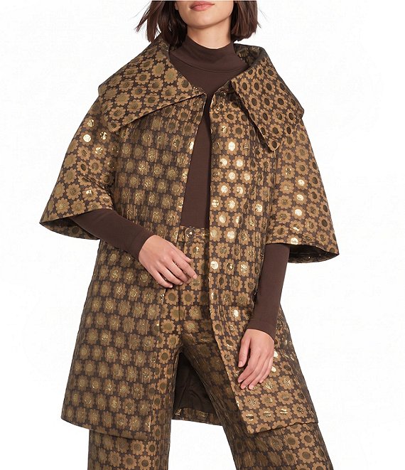 Buru Oversized Point Collar Short Sleeve Open Front Coordinating Topper Jacket