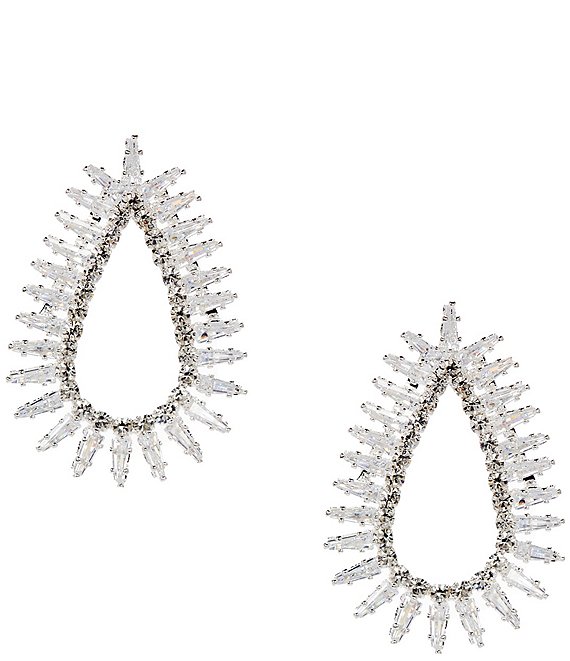 Cezanne C by Cezanne Spike Teardrop Drop Earrings, Silver/CZ - Image 1