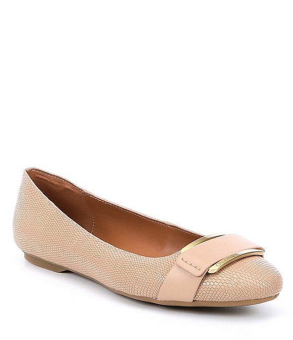 Calvin Klein Oneta Lizard Print Leather Flats