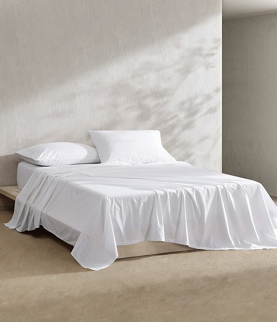 Calvin Klein Solid Washed Cotton Percale Sheet Set
