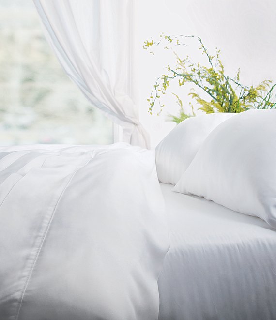 Color:White - Image 1 - Resort Visose Made From Bamboo 400 Thread-Count Percale Sheet Set