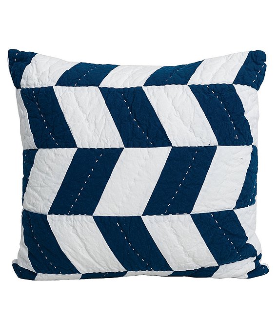 Carol and Frank Herringbone Patch Indigo Euro Sham