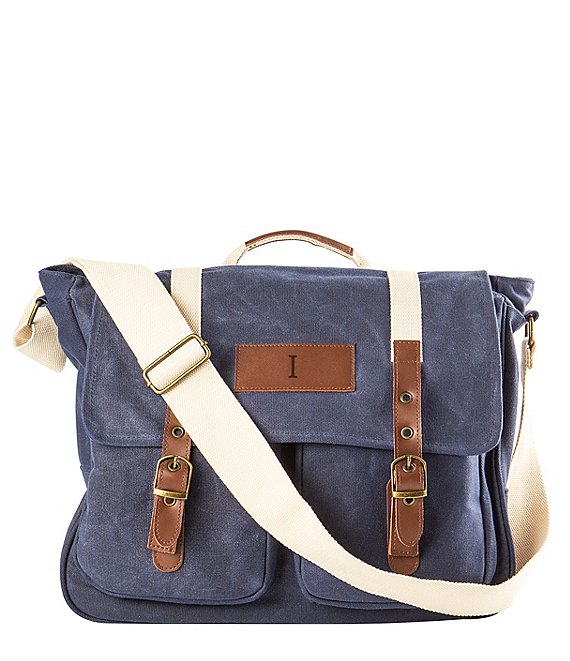 Cathy's Concepts Initial Canvas Navy Messenger Bag
