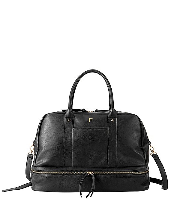 Cathy's Concepts Personalized Black Vegan Leather Transport Duffel