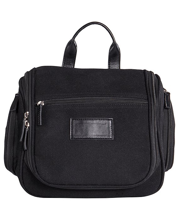 Cathy's Concepts Personalized Men's Waxed Canvas and Leather Hanging Toiletry Bag
