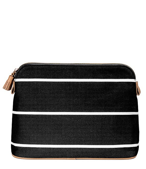 Cathy's Concepts Tasseled Initial-Embroidered Striped Canvas Cosmetic Bag