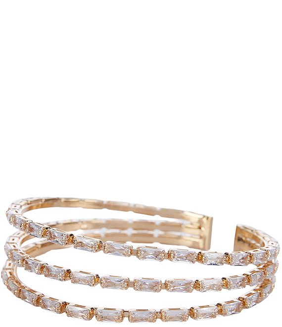 Cezanne Baguette Floating Rows Cuff Bracelet