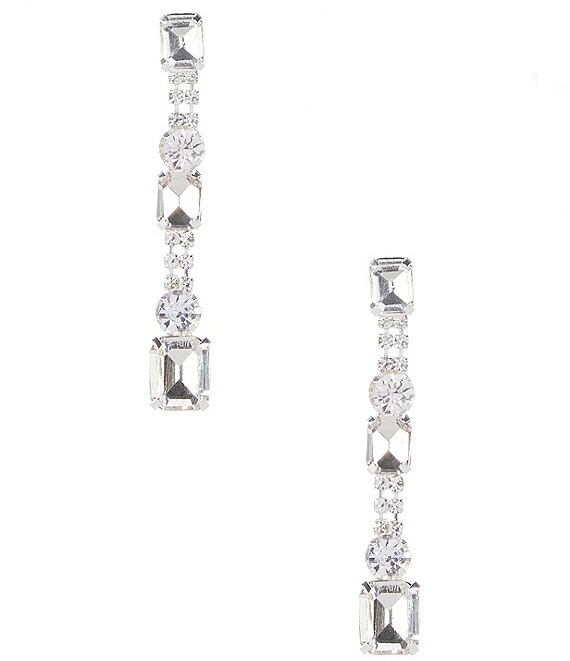 Cezanne Daria Linear Earrings, Silver/Crystal - Image 1