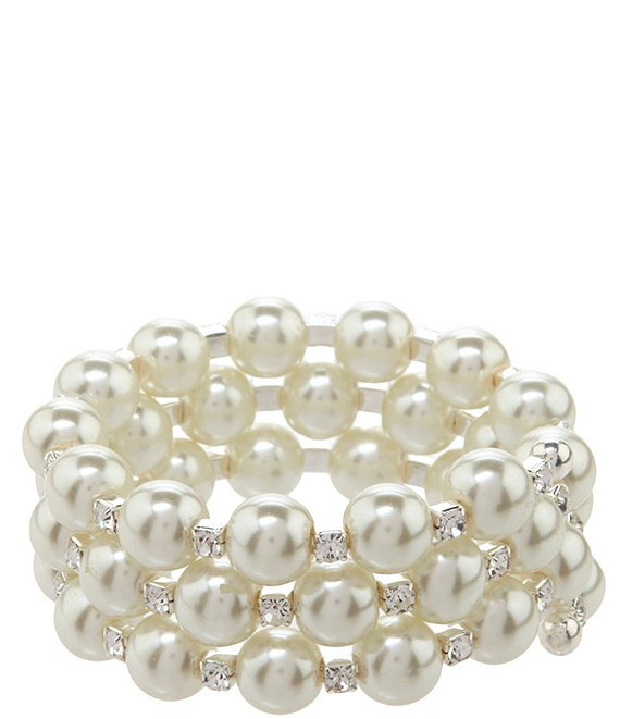Cezanne Large Coil Rhinestone & Faux-Pearl Bracelet