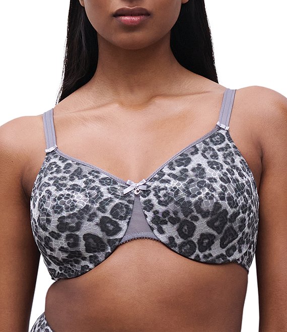 Chantelle C Magnifique Seamless Unlined Minimizer Leopard Print Bra, Grey Leopard - Image 1