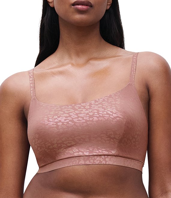 Chantelle Soft Stretch Leopard Print Scoop Neck Bralette, Pink Leopard Shimmer - Image 1