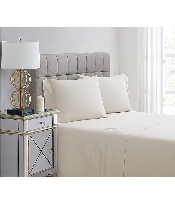 Color:Almond Milk - Image 1 - 400TC Percale Cotton Sheet Set