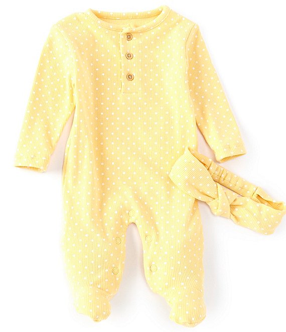 Chelsea & Violet Baby Girls Newborn-9 Months Long-Sleeves Dot Footed Coverall