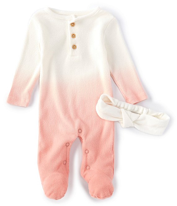 Chelsea & Violet Baby Girls Newborn-9 Months Long-Sleeves Ombre Footed Coverall