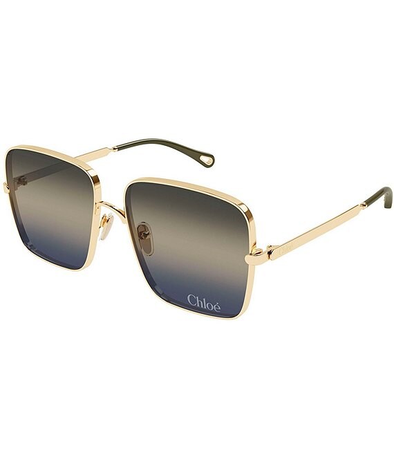 Chloe Women's Aly Bold 61mm Gradient Square Sunglasses, Shiny Endura Gold/Blue - Image 1