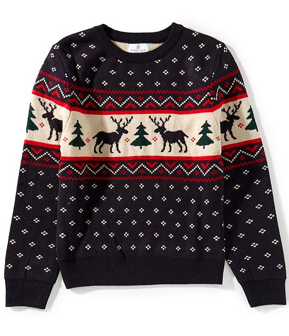 Class Club Big Boys Deer Intarsia Sweater