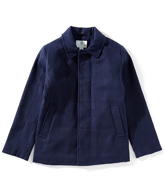 Class Club Big Boys Faux Wool Car Coat, Navy - Image 1