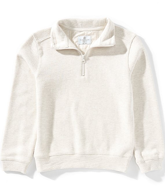 Class Club Big Boys Quarter Zip Slub Pullover, Ivory - Image 1