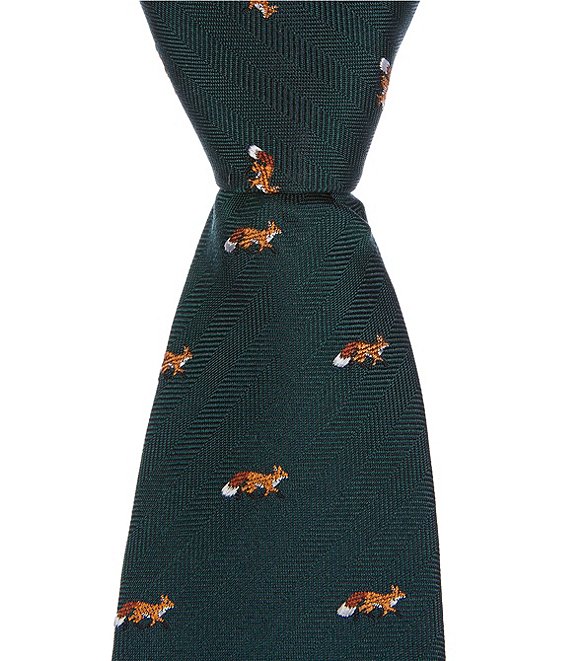 Class Club Boys 14#double; Fox Jacquard Tie, Green - Image 1